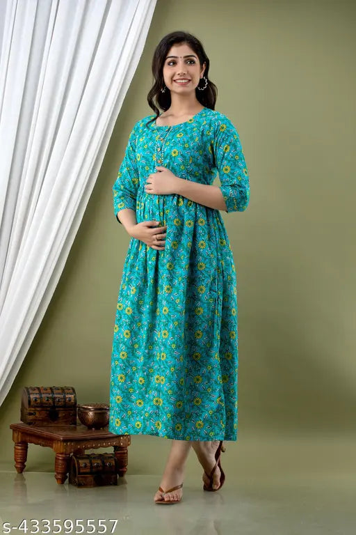 WOMENS / GIRLS RAYON PRINTED KURTI/MATERNITY GOWN / FEEDING KURTA /FEEDING KURTI / RAYON KURTI/ RAYON KURTA
