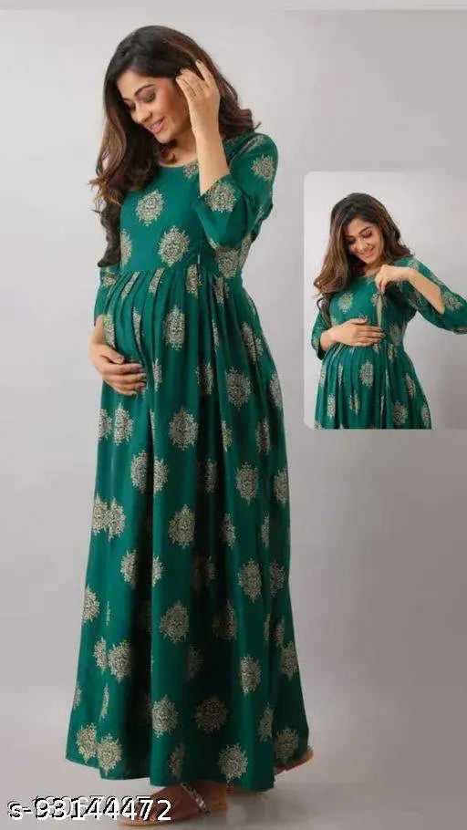 trendy feeding zip maternity dress