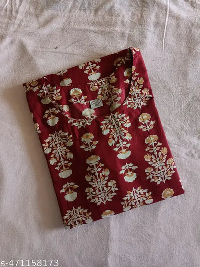 Decent Maroon Floral Cotton Kurta – Perfect for Comfort and Style