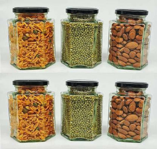 Home Office Kitchen Storage Glass Jar For Kitchen 250 Ml 6 Piece Spice Set