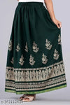 Women and Girl Traditional Ethnic Embroidery Floor Length New Gold Printed Long Skirt For office wear, party wear, Daily Wear
