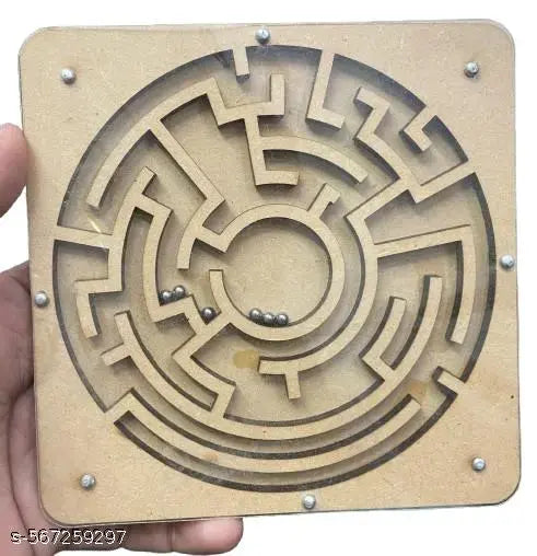 Wooden Labyrinth Maze Puzzle Game | Ball-in-a-Maze Brain Teaser | Educational Indoor Board Game Toy for Kids & Young Adults (Small)