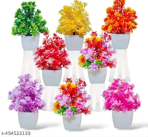 artificial bonsai wild plants pack of - 8 size ( 15 cm ) set of 8 great and attractive look artificial plant for home office decoraition