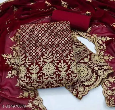 Women's Patiala Embroidered Work Plus Double Layer Multiwork Sequence Work Georgette Salwar Suit & Dress Materials