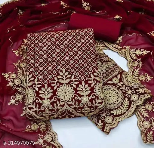 Women's Patiala Embroidered Work Plus Double Layer Multiwork Sequence Work Georgette Salwar Suit & Dress Materials