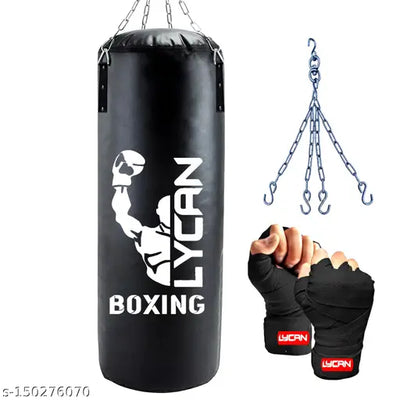 Lycan 3 feet boxing punching bag with chain & boxing hand wrap ! Unfilled punching bag ! Unfilled boxing bag !