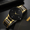 New Stylist Luxury Look Golden black Round Dial professional Analog Watch - For Metal Chain Stainless Steel Strap Premium Quality Quartz wrist Watch For Boys men