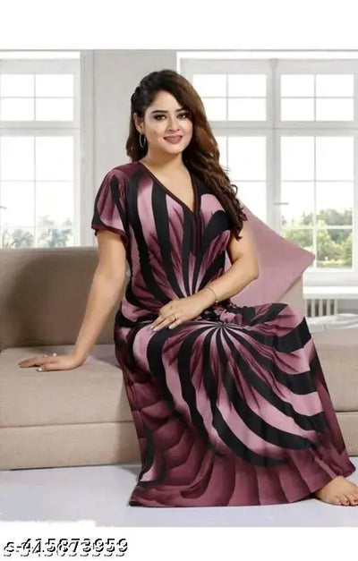 WOMEN PRINTED SATIN NIGHTY