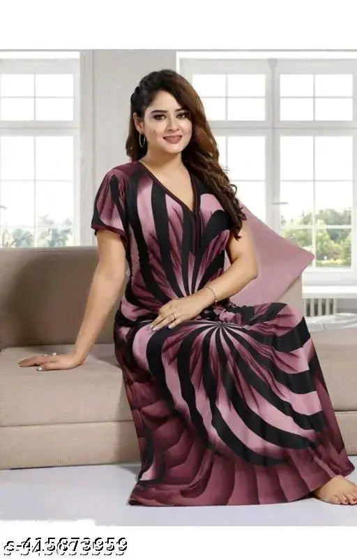 WOMEN PRINTED SATIN NIGHTY