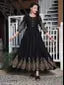 Black Rayon Solid Anarkali Gold Printed 3/4 Sleeve Show Botton Kurta For Women's and Girls