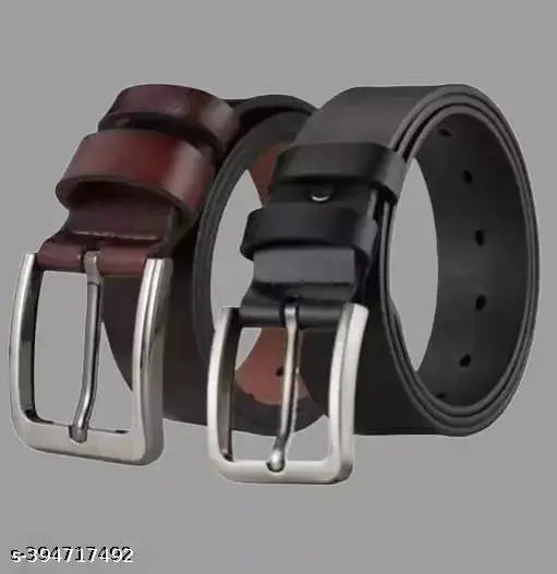 LENZO Artificial Leather Belt Pack of 2