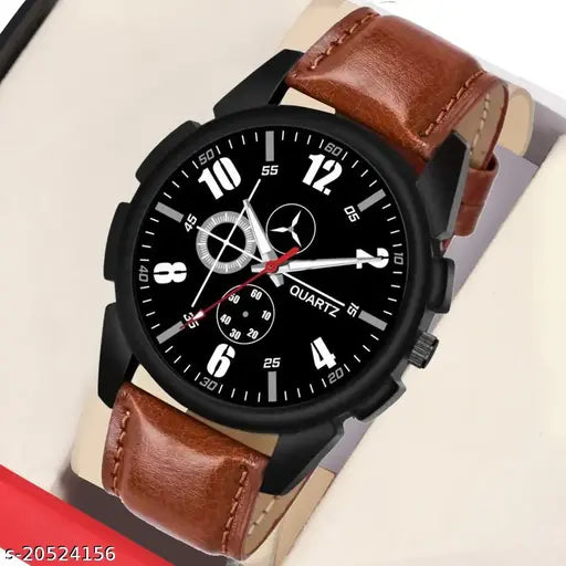 HRV Collection Black Sports Design Leather Belt Analog Watch