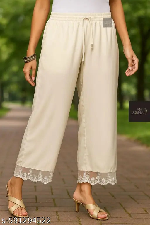 Grils Super Stylish Trendy Cute White Palazzo For Women