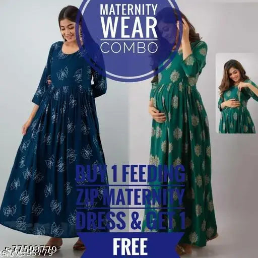 combo of trendy feeding zip maternity dress