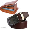 SUNSHOPPING Men's Brown & Tan Color Synthetic Belts and Wallet Combo