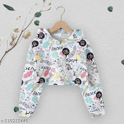 Girl's Crop Top Crop Hoodie Crop Top Hoodie Western Top Printed Crop Top Printed Crop Hoodies
