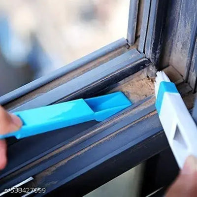 DK ENTERPRISE 2PCS Plastic Dust Cleaning Brush for Window Frame, Keyboard Corners Brush with Mini Dustpan (Standard Size, Multicolour)