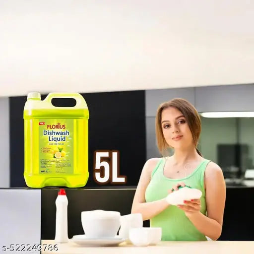 FLORIUS DISHWASH LIQUID GEL YELLOW LEMON SCENT 5 LTR