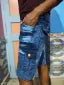 Blue Cargo Shorts Mid-rise Stretchable 6 Pockets Dyed Washed Denim Shorts For Men Button Closure Jeans Half Pant For Boys