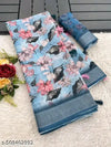 Linen Cotton Printed Saree Pure Linen Saree with Stylish Digital Print Saree