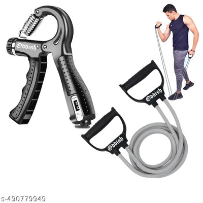 ODDISH HAND GRIP STRENGTHENER & RESISTANCE TONING TUBE SET – ADJUSTABLE 10–60KG GRIPPER + HEAVY DUTY EXERCISE BAND FOR HOME & GYM WORKOUTS