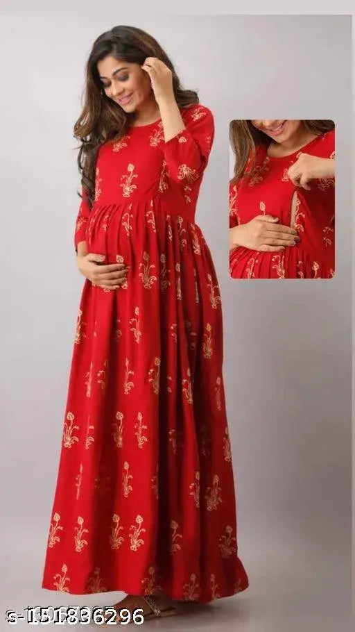 Women's Maternity Kurti for Feeding Zippers Rayon Fabric Nursing Fiding Drees/Mothers Kurties/Pregency/metarnity Kurtas/Kurtis Set Dresses Feeding Zip Maternity Wear