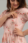 Printed Trendy Feeding Zip Maternity Gown Women's Dress