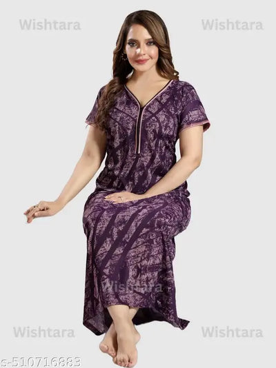 WISHTARA | XL and XXL ONLY | PREMIUM | STYLISH | DAILY USE | Women's Digital Print Sarina Nighty | Maxi | Night Gown | Satin Nighty | Nighties