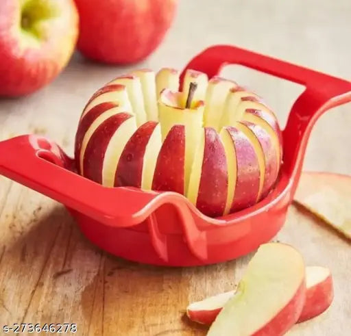 Apple Cutter Stainless Steel Blades Fruit Slicer, Alternative for Apple Cutter Machine, Stainless Steel Blade Apple Fruit Cutter and Slicer for Precision Cutting, Easy Grip Apple Slicer Red