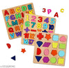 Wooden Alphabet Puzzles Numbers Count Board Blocks 3 Sets Game, Colorful ABC Lower Letters/Numbers/Shapes for Kids Toddlers Preschool Early Learning Educational Toys (Set of 3)
