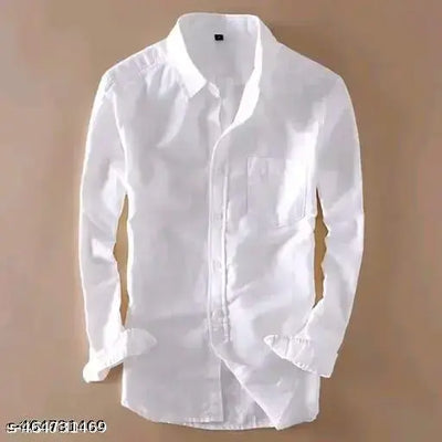CHIRAG TEXTILES Men's Solid Regular White Shirts