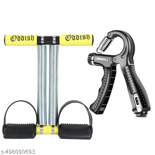 Oddish Tummy Trimmer Double Spring + Adjustable Hand Gripper With Counter 5–60kg Combo – Full Body Workout Kit for Men & Women