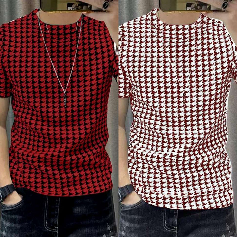 Unique Pattern Printed Men's Multicolor T-Shirt