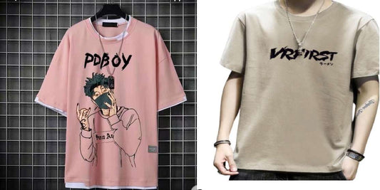 Summer Printed Men's Multicolor T-Shirt (Pack of 2)