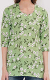 Fresh Green Floral Print Women's Kurta