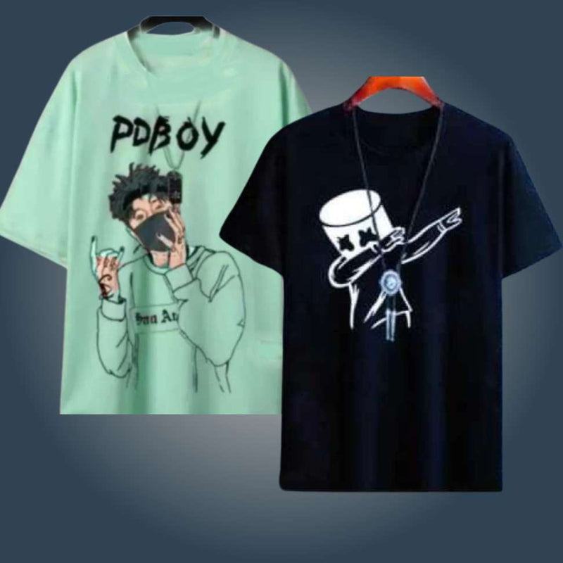 Contrast Black & Green Printed Men's T-Shirt