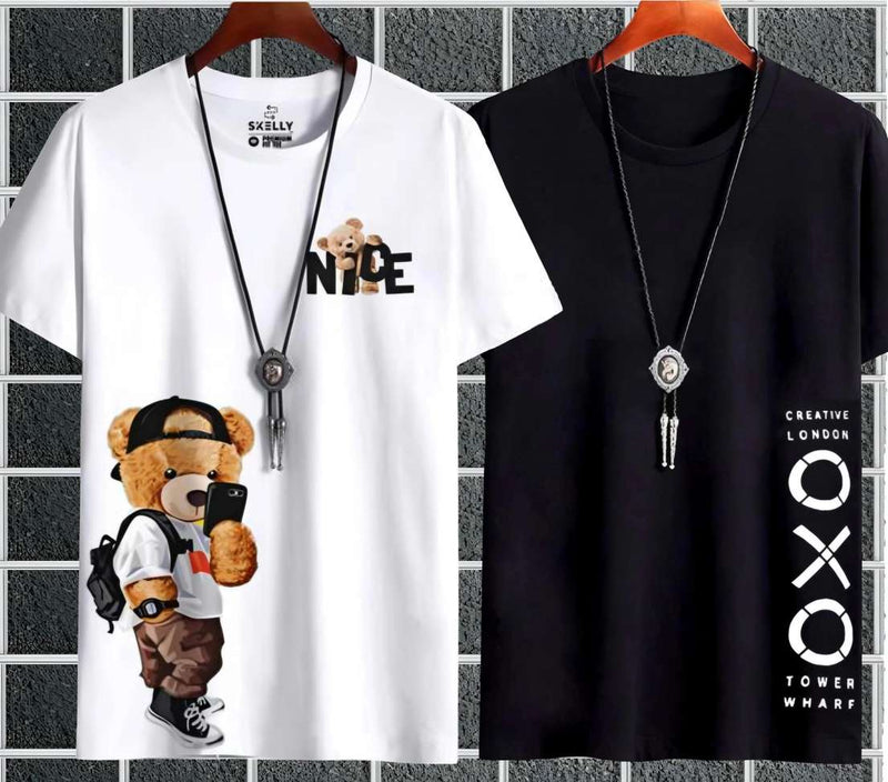 Soft Cotton Printed Men's Multicolor Tee