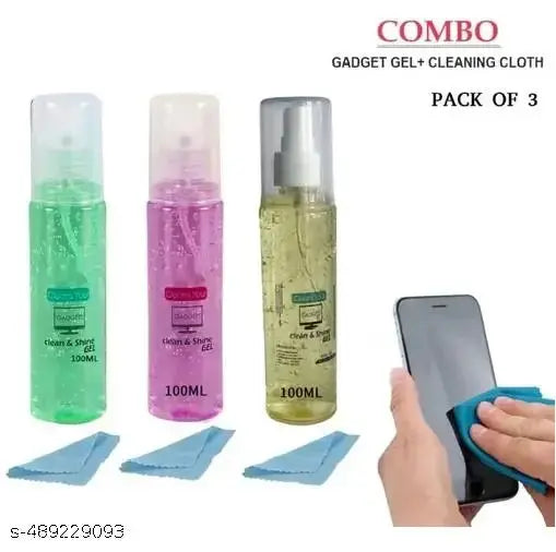 Cleaning Gel Premium Laptop, PC, Camera Lens Cleaning Gel Spray with Premium Microfibers and Cleaning Brush (Fragnace Free 100ml)" for Computers, Laptops, Mobiles Pack of 3 x 100 ml (300 ml)