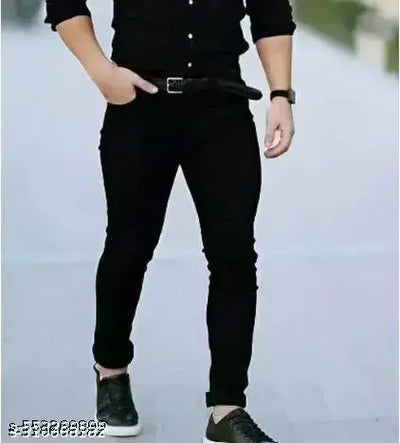 Men's Plain Black Jeans || Men's Jeans || Men's Black Plain Jeans || Men's Slimfit Stratchable Jeans