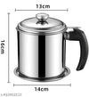 Oil Strainer Pot Grease Can - Stainless Steel Cooking Grease Container,Reuse Oil Storage Best Oil Shaver Can Container with Removable Filter Anti-Scalding Handheld, Oil Filter