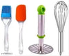 Urban Elegance Non-Stick Silicone. Spatula Cooking Oil Brush Set Egg Whisker and Stainless Steel Potato Masher Kitchen Tool (Pack of 4)