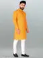 Men Printed Cotton Blend Straight Kurta (Yellow) (ONLY KURTA)