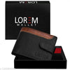 LOREM Black-Brown Dual Color Bi-Fold Faux Leather 5 ATM Card Slots Wallet For Men WL45