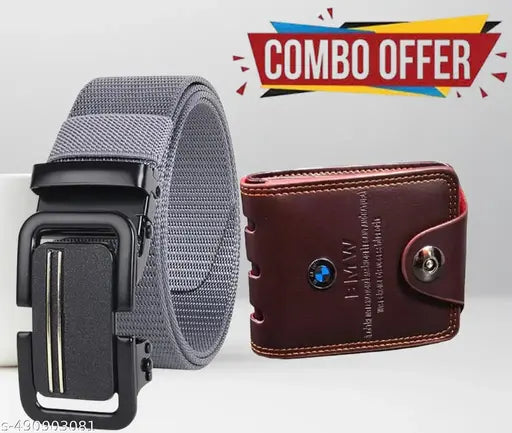 New Trending men Stylish Artificial Leather Belt And Wallet Combo