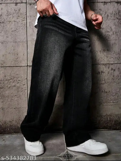 MENS WHISKER BLACK JEANS// BAGGY MENS JEANS