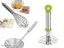 raheja global The Best Kitchen Essentials Tools Set of 5, Potato Masher,Egg Beater,Tea Strainer,Puri Strainer and Tong/pakkad in Stainless Steel Body