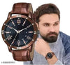 New style leather analog watch of combo for men and boys