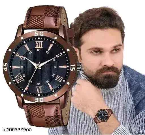 New style leather analog watch of combo for men and boys