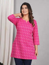 Stylish Pink Self-Design Women's Kurta