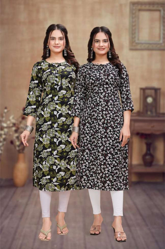 Graceful Multicolor Floral Print Women's Kurta